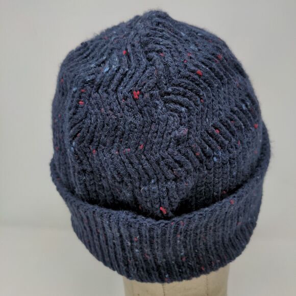 NEXT Men's Knit Beanie Hat Blue One Size Acrylic Wool Blend Patch Logo - Picture 7 of 11